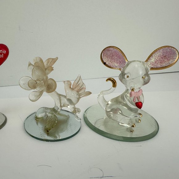GLASS ART Mini Blown Angle Horse Bear Mouse Flower with Mirror & Mini figurines - Picture 3 of 4